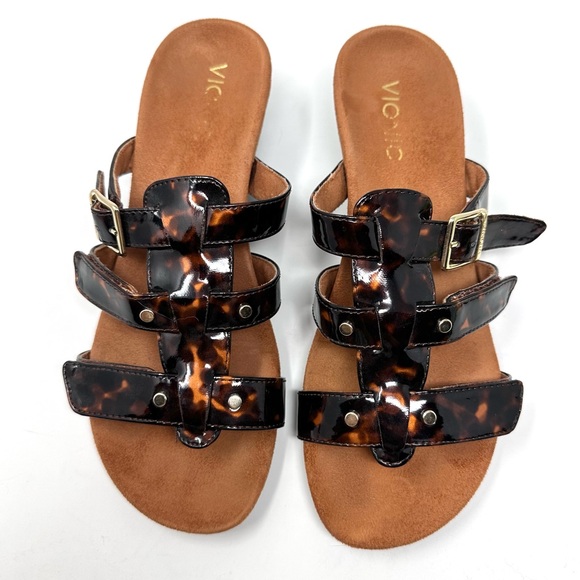 Vionic Tortoise Radia Orthodic Adjustable Triple Strap Wedge Sandals - Picture 3 of 12